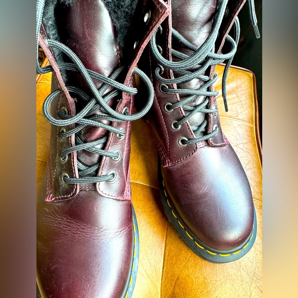 Dr. Martens Burgundy Lace-Up Leather Boots